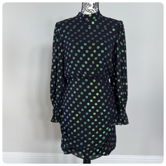 SALONI RINA SILK POLKA DOT MINI DRESS SIZE 8 US - Picture 14 of 16